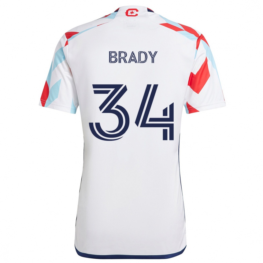 Kids Football Chris Brady #34 White Red Blue Away Jersey 2024/25 T-Shirt Australia