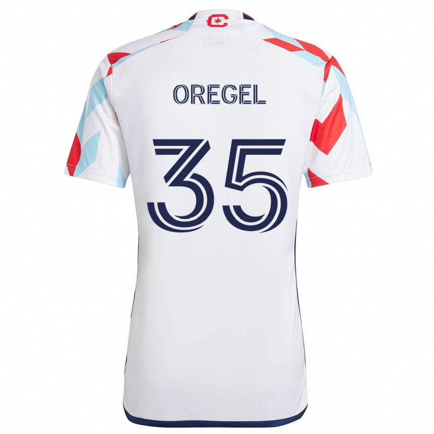 Kids Football Sergio Oregel #35 White Red Blue Away Jersey 2024/25 T-Shirt Australia