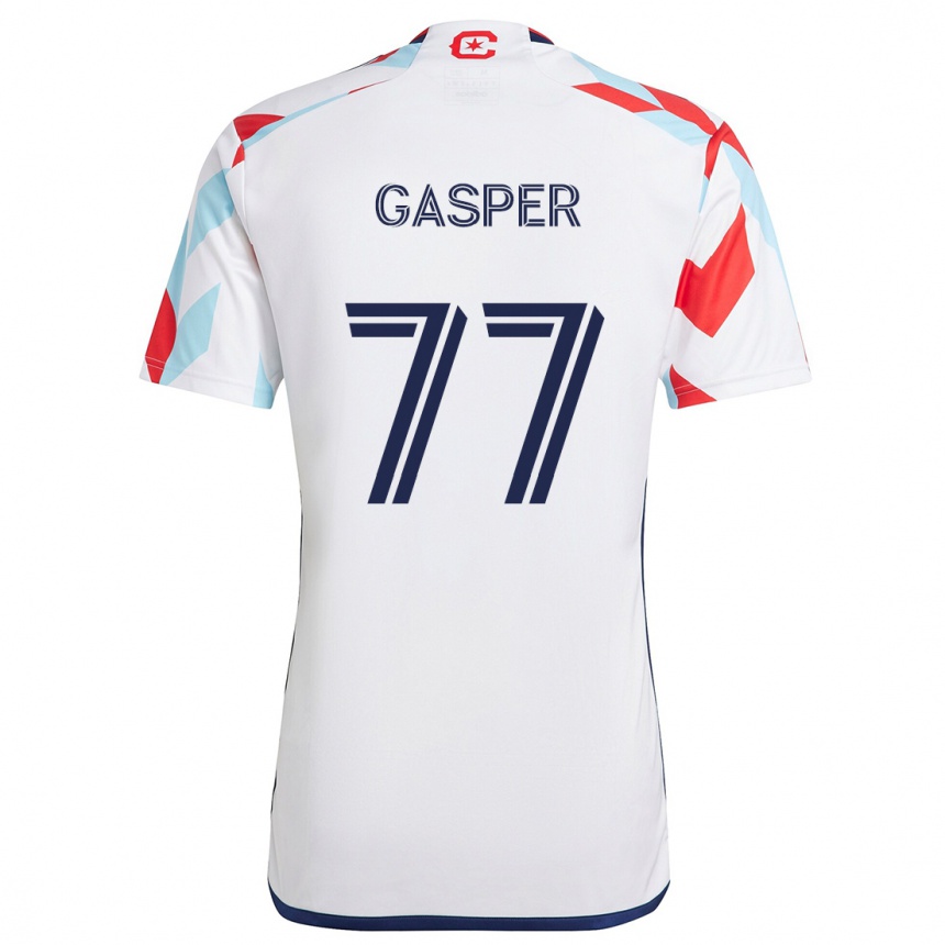 Kids Football Chase Gasper #77 White Red Blue Away Jersey 2024/25 T-Shirt Australia