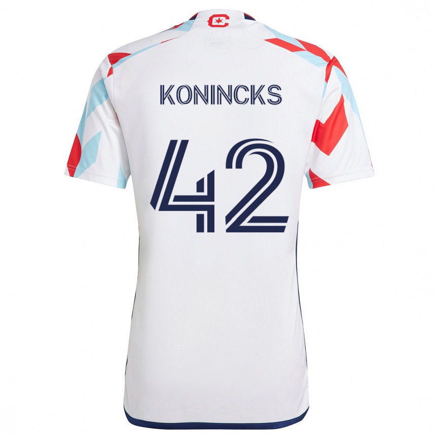 Kids Football Diego Konincks #42 White Red Blue Away Jersey 2024/25 T-Shirt Australia