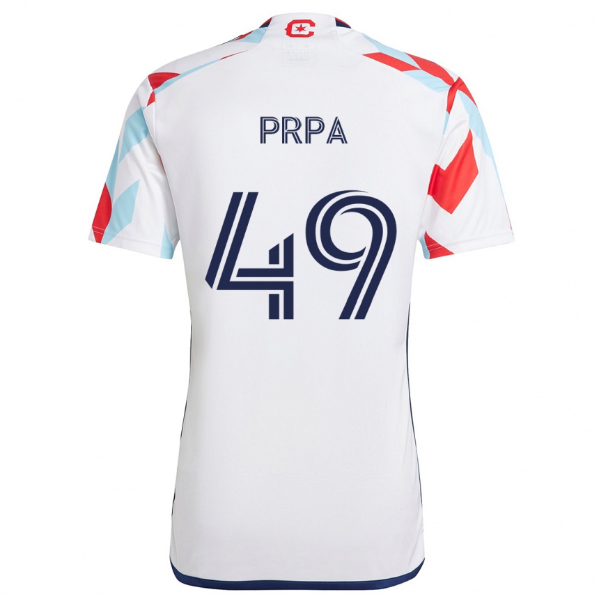 Kids Football Luka Prpa #49 White Red Blue Away Jersey 2024/25 T-Shirt Australia