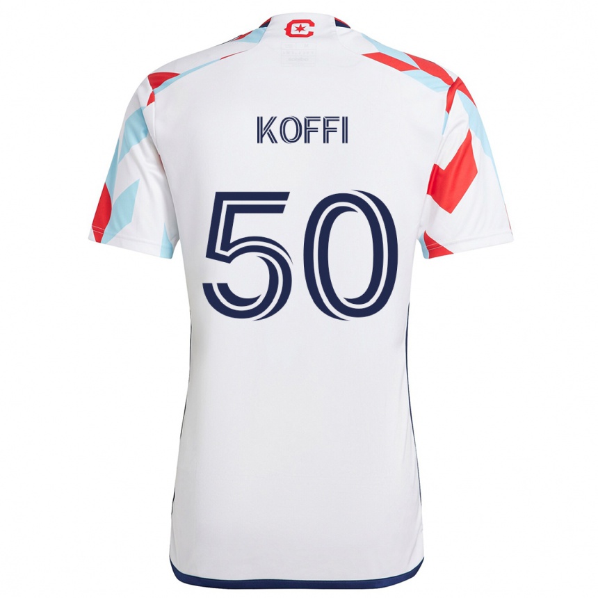 Kids Football Christian Koffi #50 White Red Blue Away Jersey 2024/25 T-Shirt Australia