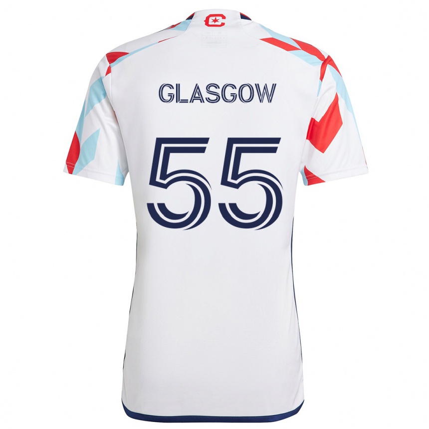 Kids Football Omari Glasgow #55 White Red Blue Away Jersey 2024/25 T-Shirt Australia