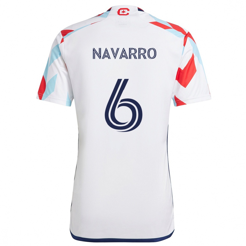 Kids Football Miguel Navarro #6 White Red Blue Away Jersey 2024/25 T-Shirt Australia