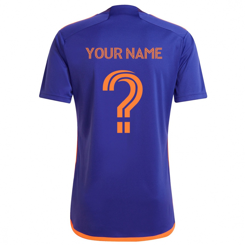 Kids Football Your Name #0 Purple Orange Away Jersey 2024/25 T-Shirt Australia