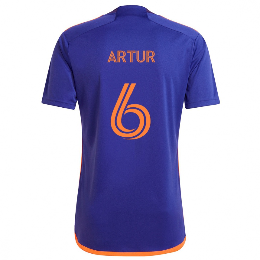 Kids Football Artur #6 Purple Orange Away Jersey 2024/25 T-Shirt Australia