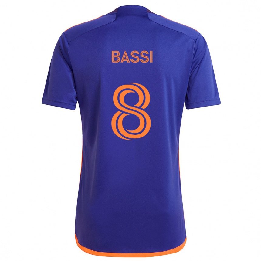 Kids Football Amine Bassi #8 Purple Orange Away Jersey 2024/25 T-Shirt Australia