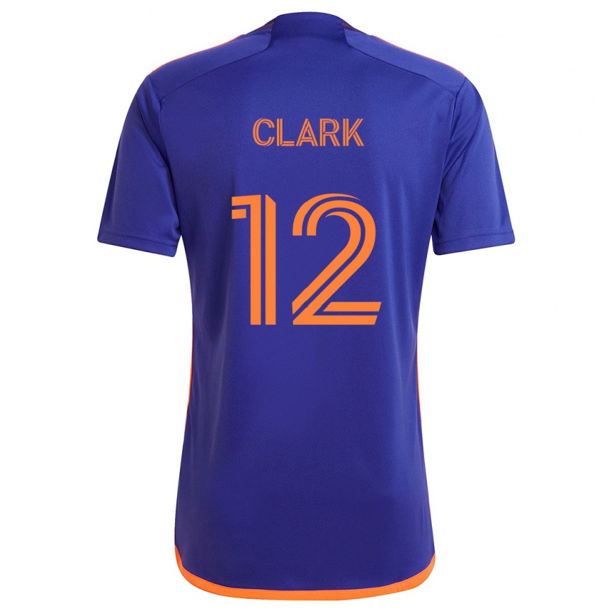 Kids Football Steve Clark #12 Purple Orange Away Jersey 2024/25 T-Shirt Australia