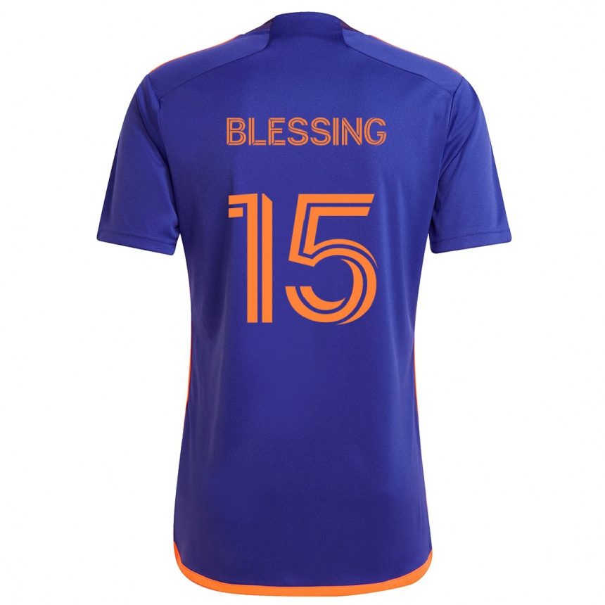 Kids Football Latif Blessing #15 Purple Orange Away Jersey 2024/25 T-Shirt Australia