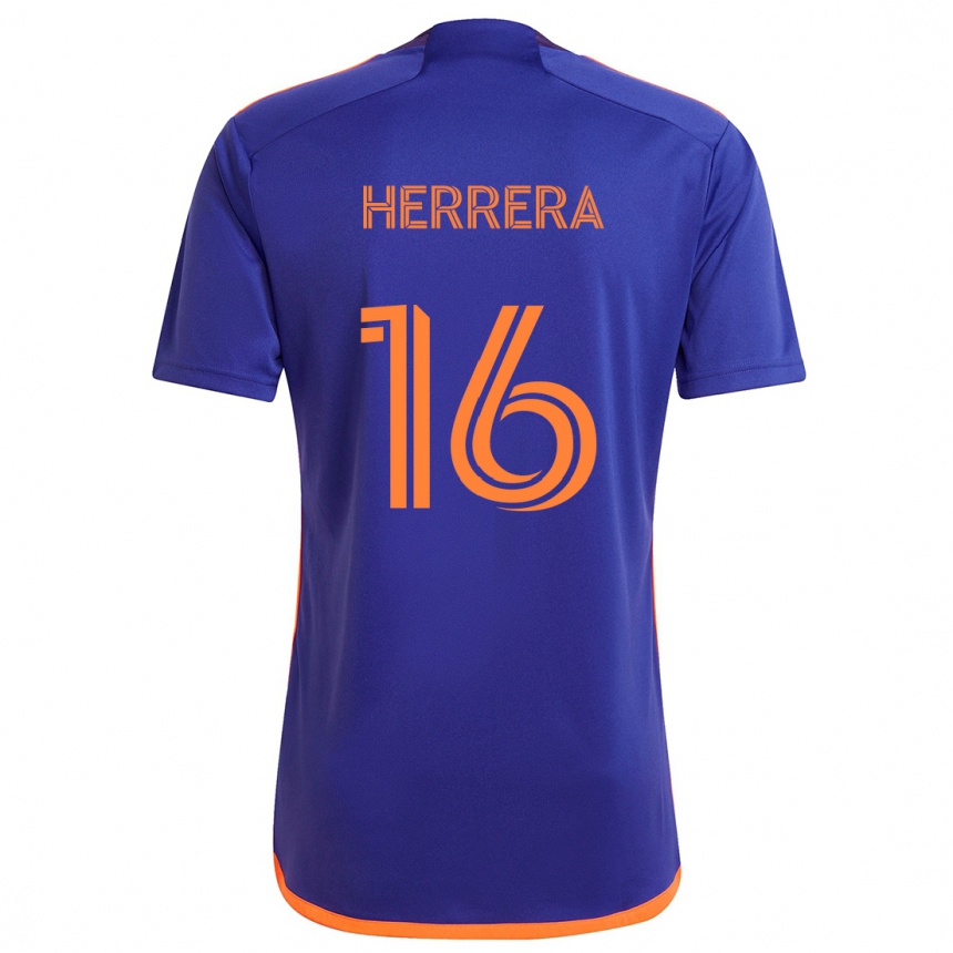 Kids Football Héctor Herrera #16 Purple Orange Away Jersey 2024/25 T-Shirt Australia