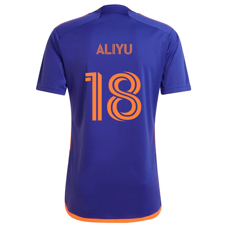 Kids Football Ibrahim Aliyu #18 Purple Orange Away Jersey 2024/25 T-Shirt Australia