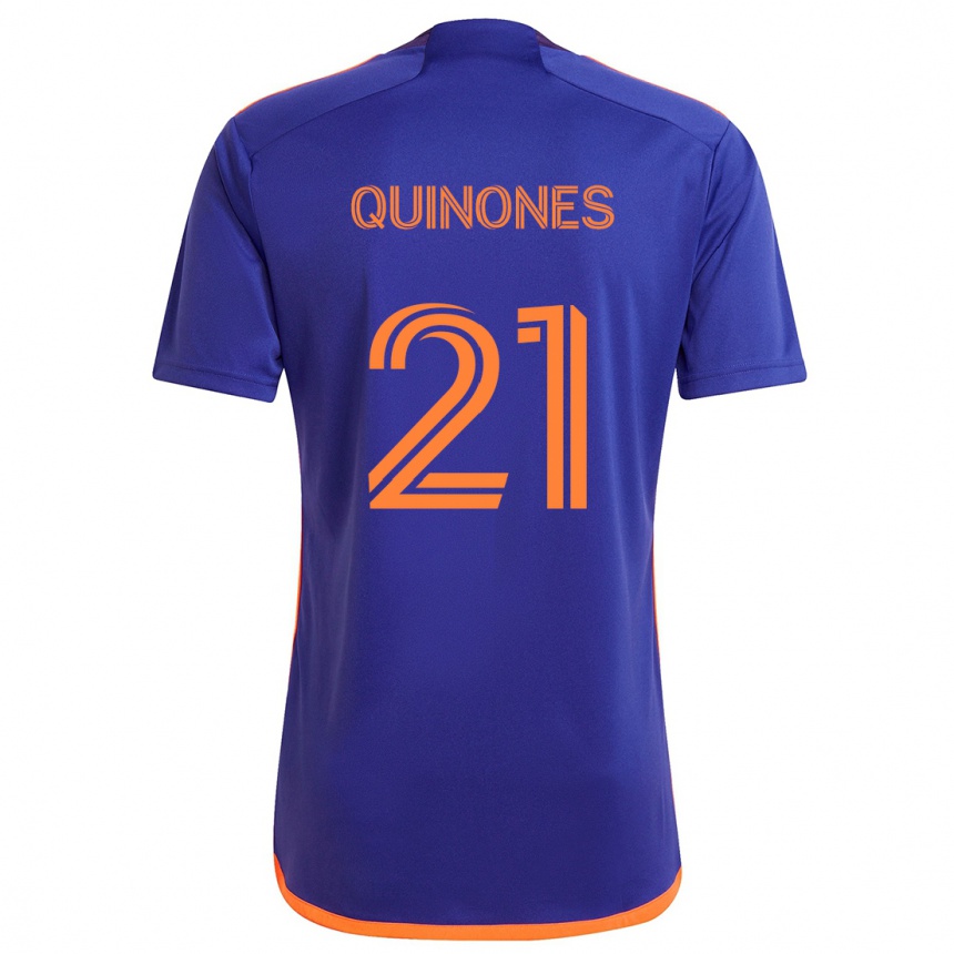 Kids Football Nelson Quiñónes #21 Purple Orange Away Jersey 2024/25 T-Shirt Australia