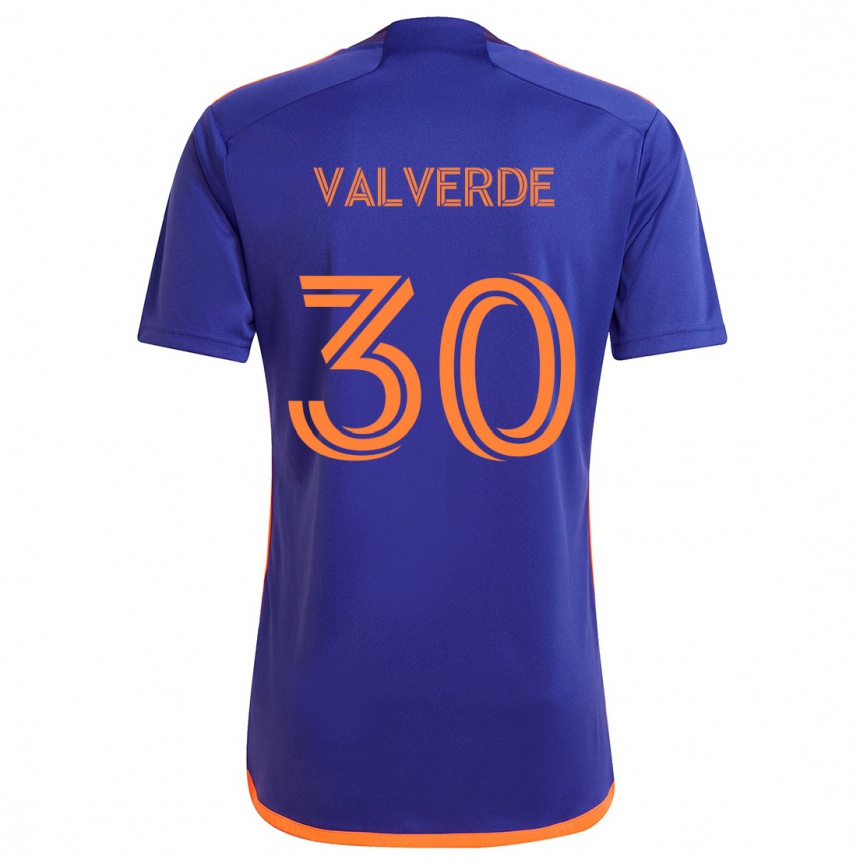 Kids Football Jefferson Valverde #30 Purple Orange Away Jersey 2024/25 T-Shirt Australia