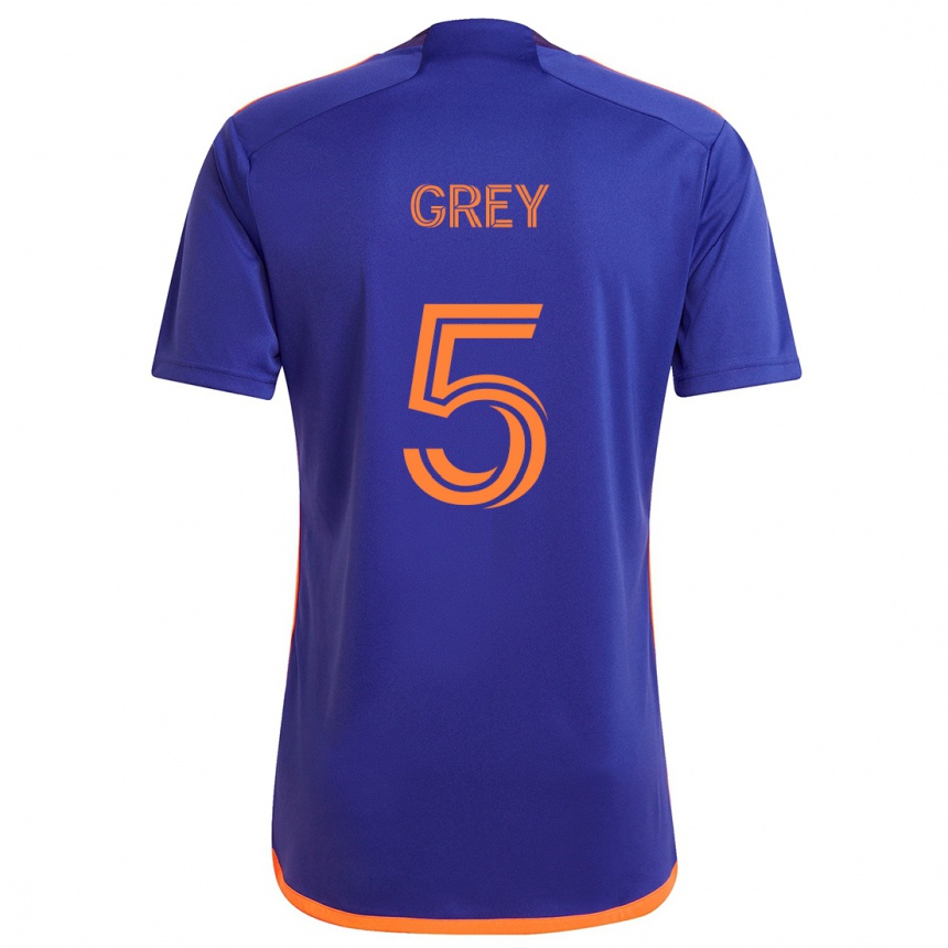 Kids Football Omar Grey #5 Purple Orange Away Jersey 2024/25 T-Shirt Australia