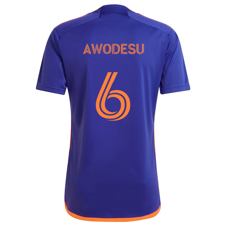 Kids Football Femi Awodesu #6 Purple Orange Away Jersey 2024/25 T-Shirt Australia