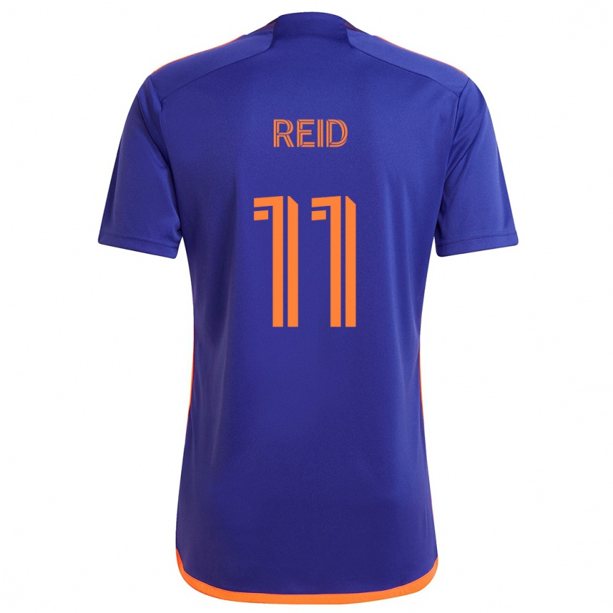 Kids Football Isaiah Reid #11 Purple Orange Away Jersey 2024/25 T-Shirt Australia