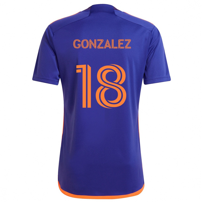 Kids Football Diego Gonzalez #18 Purple Orange Away Jersey 2024/25 T-Shirt Australia