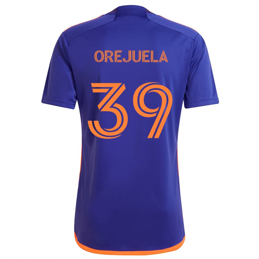 Kids Football Jesus Orejuela #39 Purple Orange Away Jersey 2024/25 T-Shirt Australia