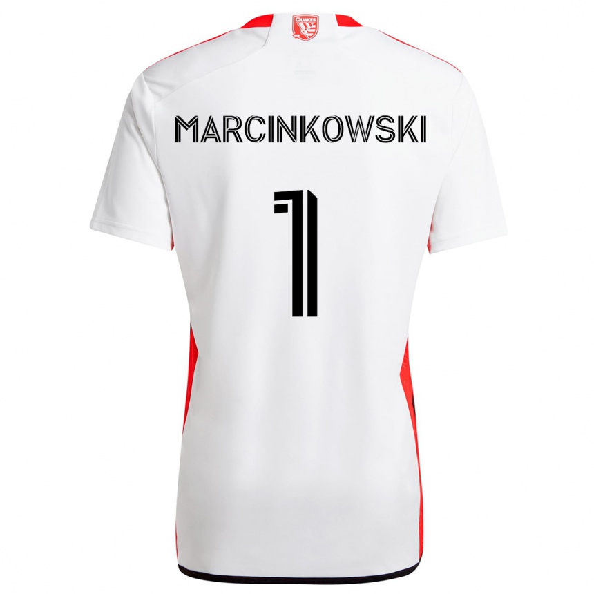 Kids Football Jt Marcinkowski #1 White Red Away Jersey 2024/25 T-Shirt Australia