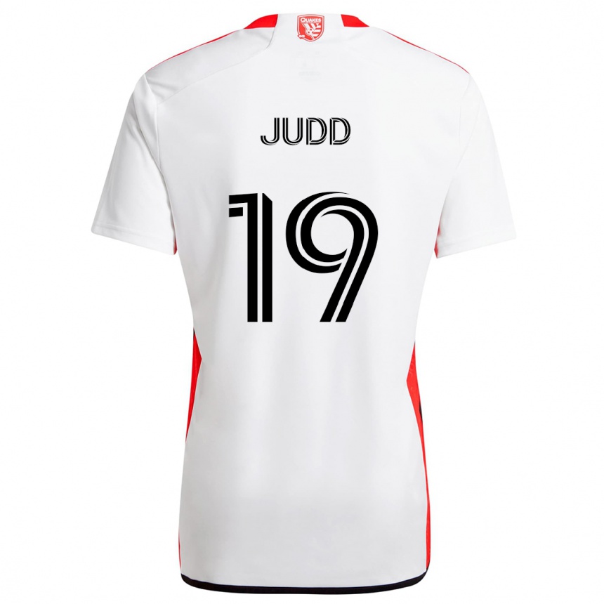 Kids Football Preston Judd #19 White Red Away Jersey 2024/25 T-Shirt Australia