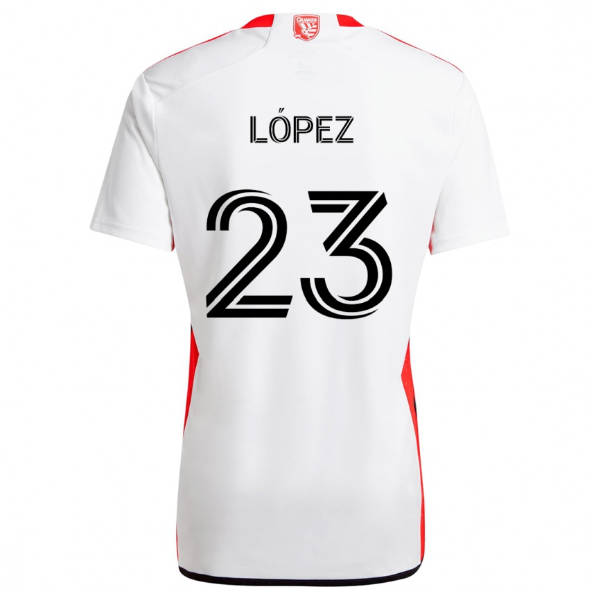 Kids Football Hernán López #23 White Red Away Jersey 2024/25 T-Shirt Australia