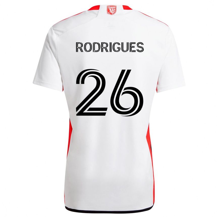 Kids Football Rodrigues #26 White Red Away Jersey 2024/25 T-Shirt Australia