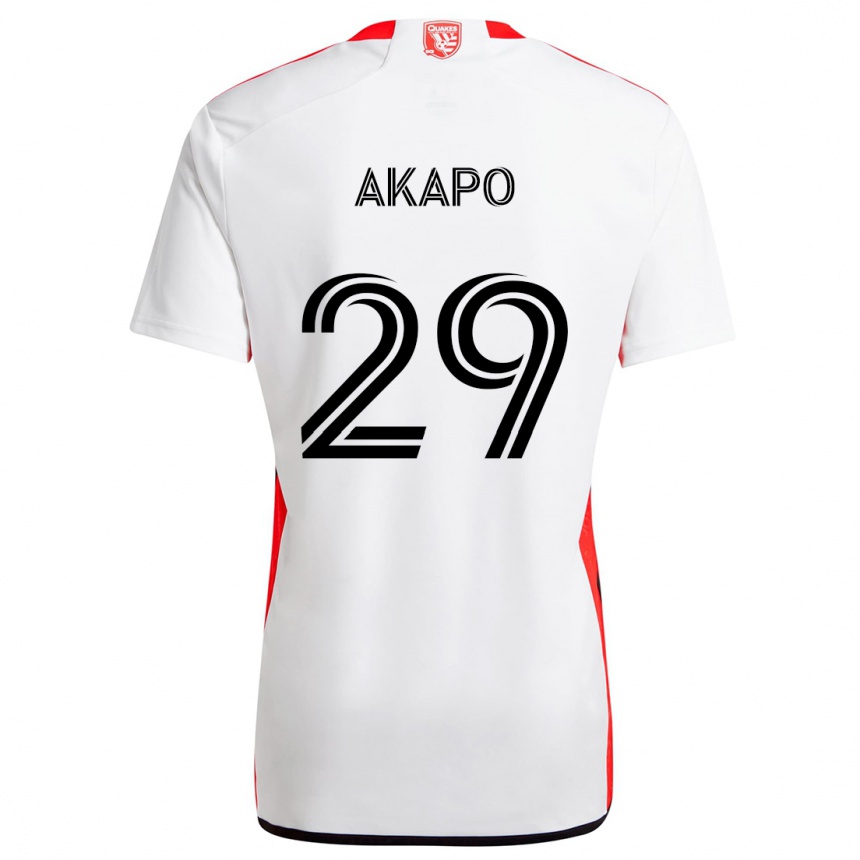 Kids Football Carlos Akapo #29 White Red Away Jersey 2024/25 T-Shirt Australia