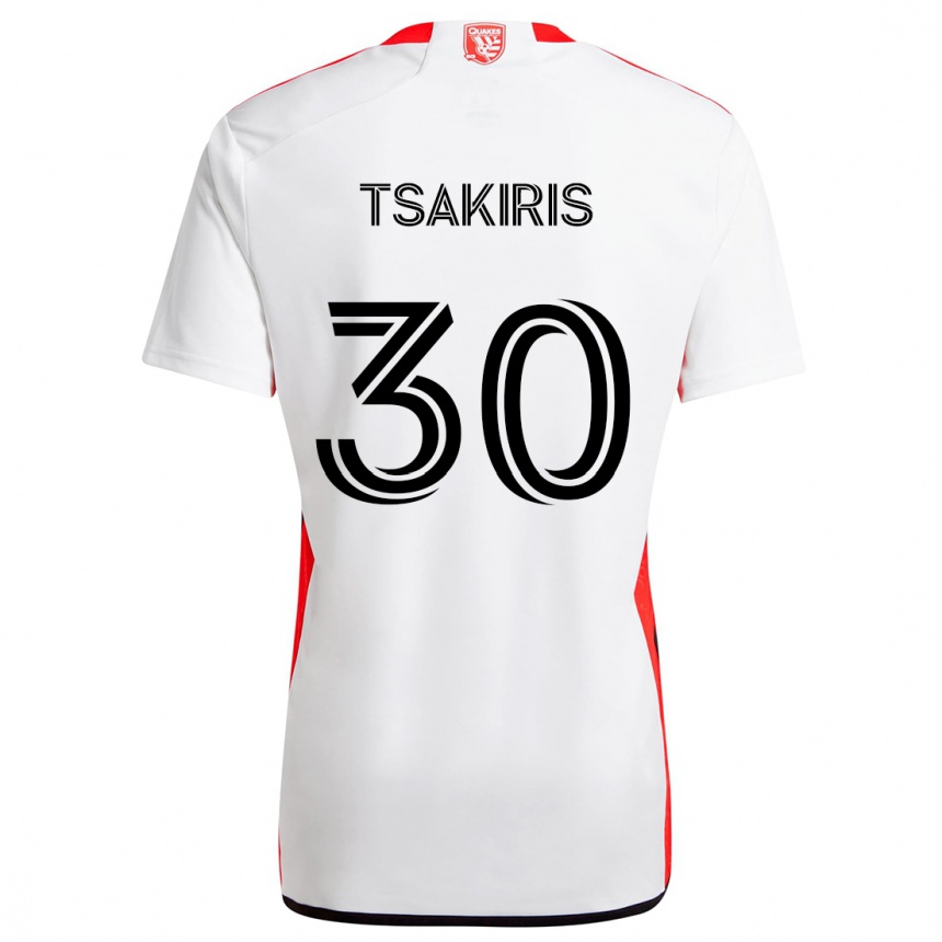 Kids Football Niko Tsakiris #30 White Red Away Jersey 2024/25 T-Shirt Australia