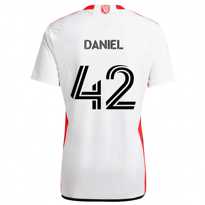 Kids Football Daniel #42 White Red Away Jersey 2024/25 T-Shirt Australia