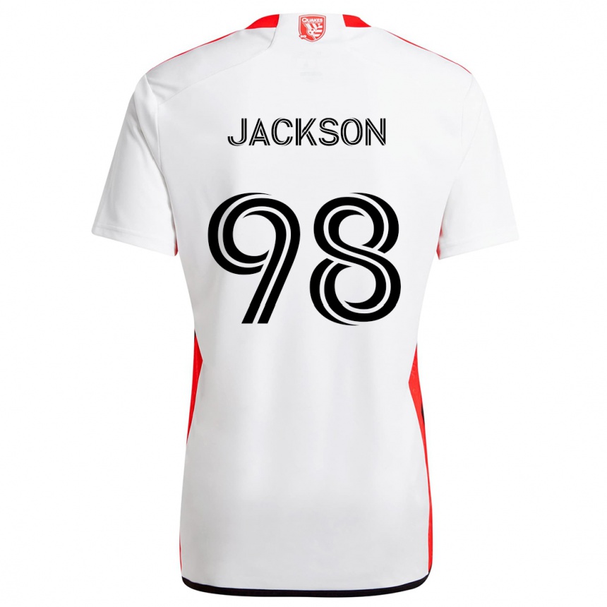 Kids Football Jacob Jackson #98 White Red Away Jersey 2024/25 T-Shirt Australia