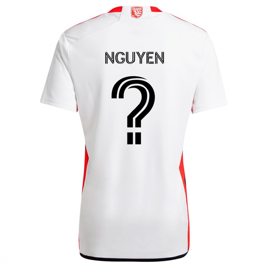 Kids Football Christopher Nguyen #0 White Red Away Jersey 2024/25 T-Shirt Australia