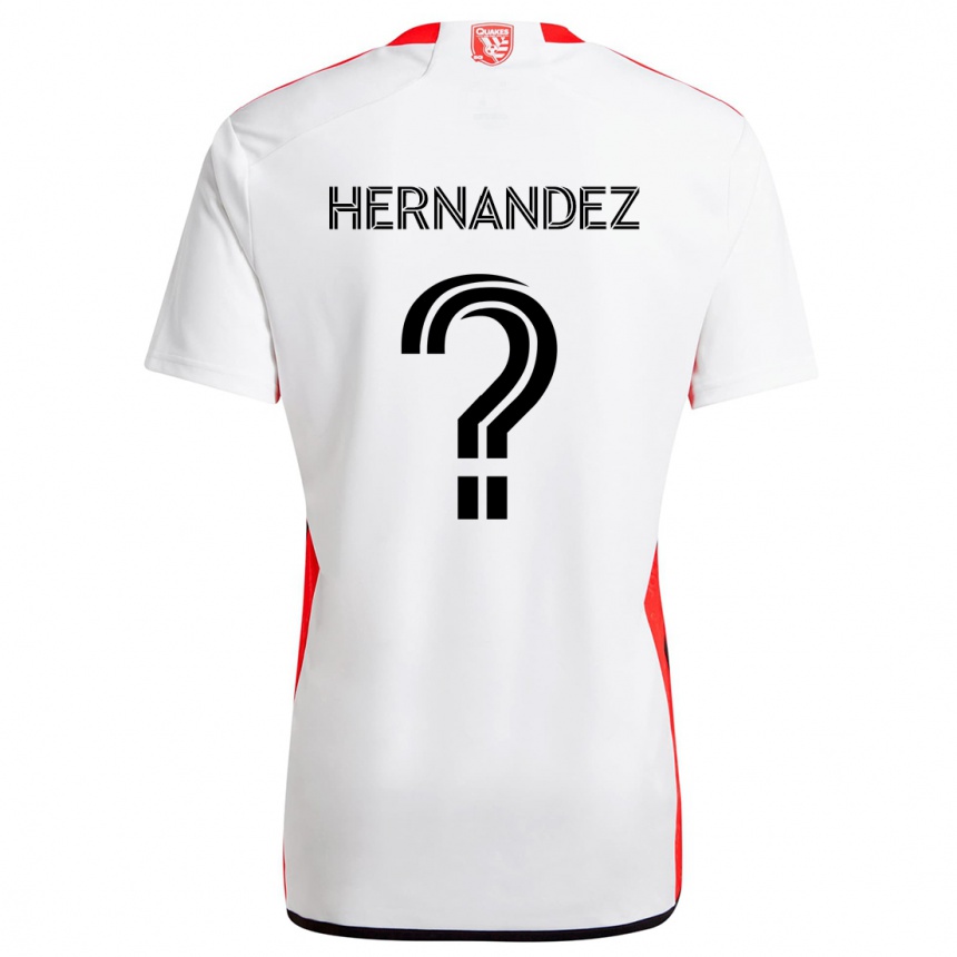 Kids Football Oliver Hernandez #0 White Red Away Jersey 2024/25 T-Shirt Australia