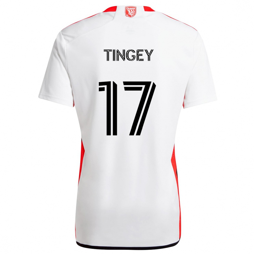 Kids Football Keegan Tingey #17 White Red Away Jersey 2024/25 T-Shirt Australia