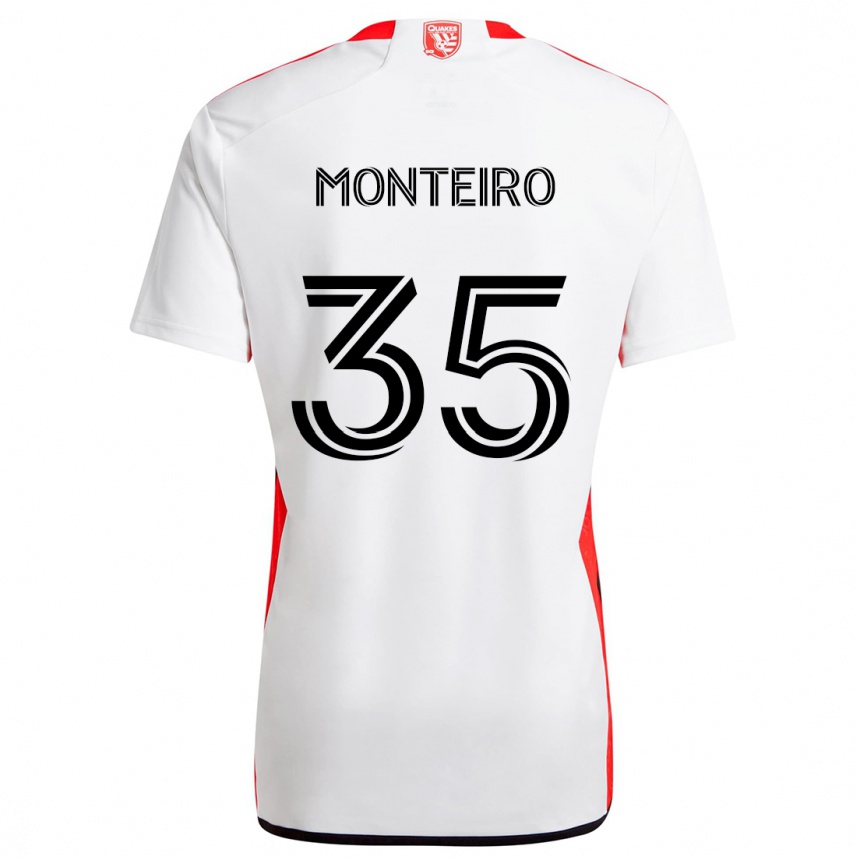 Kids Football Jamiro Monteiro #35 White Red Away Jersey 2024/25 T-Shirt Australia