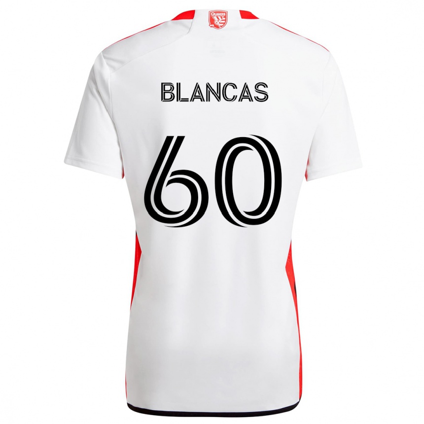 Kids Football Eduardo Blancas #60 White Red Away Jersey 2024/25 T-Shirt Australia