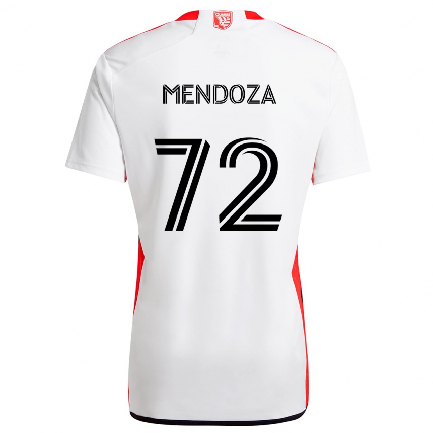 Kids Football Edwyn Mendoza #72 White Red Away Jersey 2024/25 T-Shirt Australia