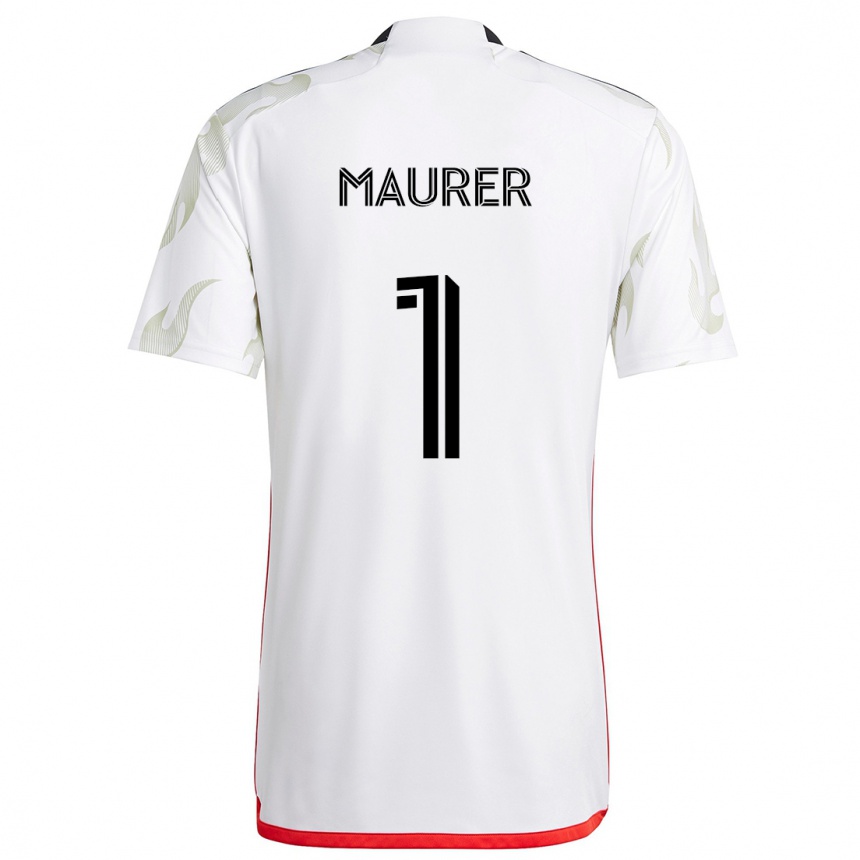 Kids Football Jimmy Maurer #1 White Red Black Away Jersey 2024/25 T-Shirt Australia