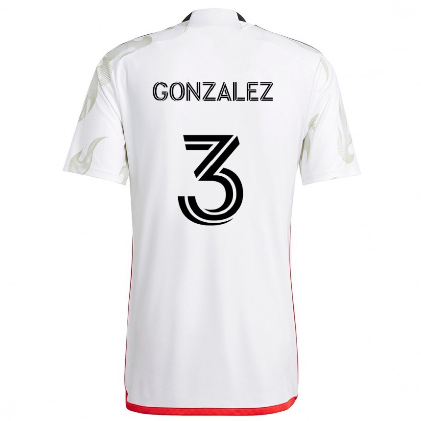 Kids Football Omar González #3 White Red Black Away Jersey 2024/25 T-Shirt Australia