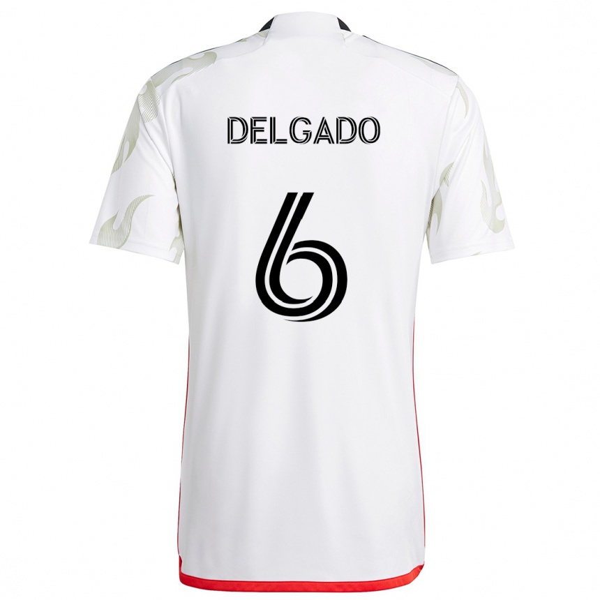 Kids Football Patrickson Delgado #6 White Red Black Away Jersey 2024/25 T-Shirt Australia