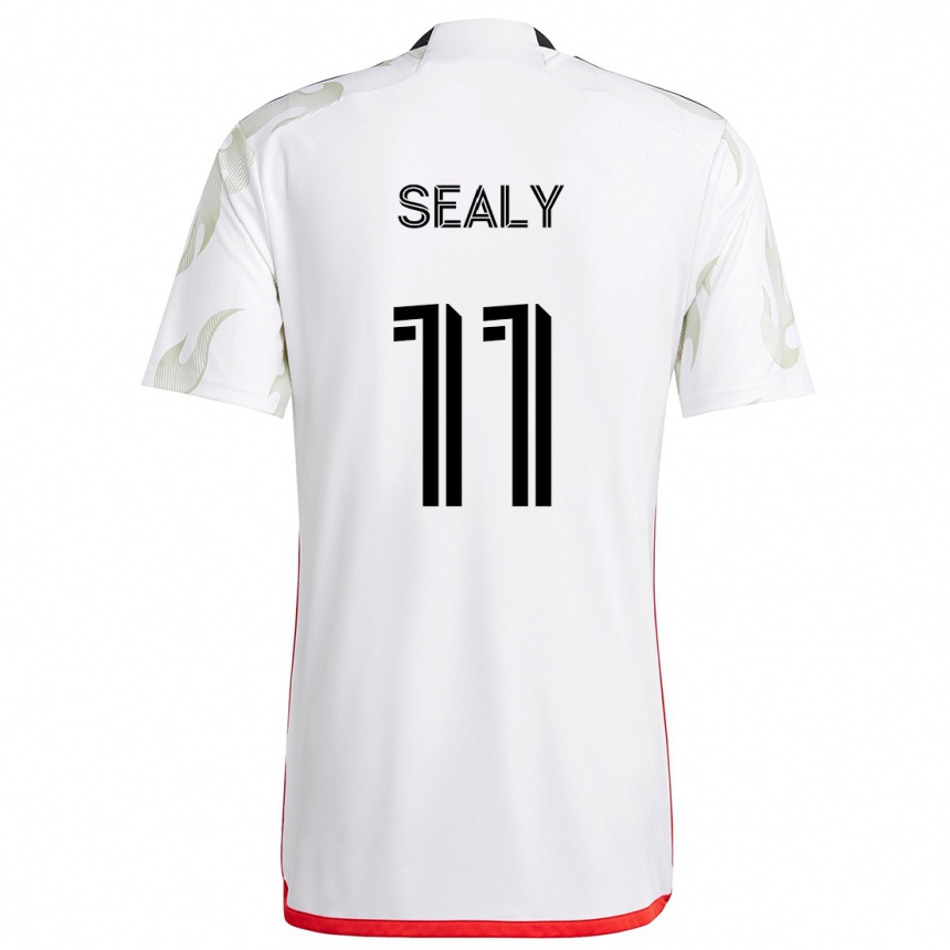 Kids Football Dante Sealy #11 White Red Black Away Jersey 2024/25 T-Shirt Australia