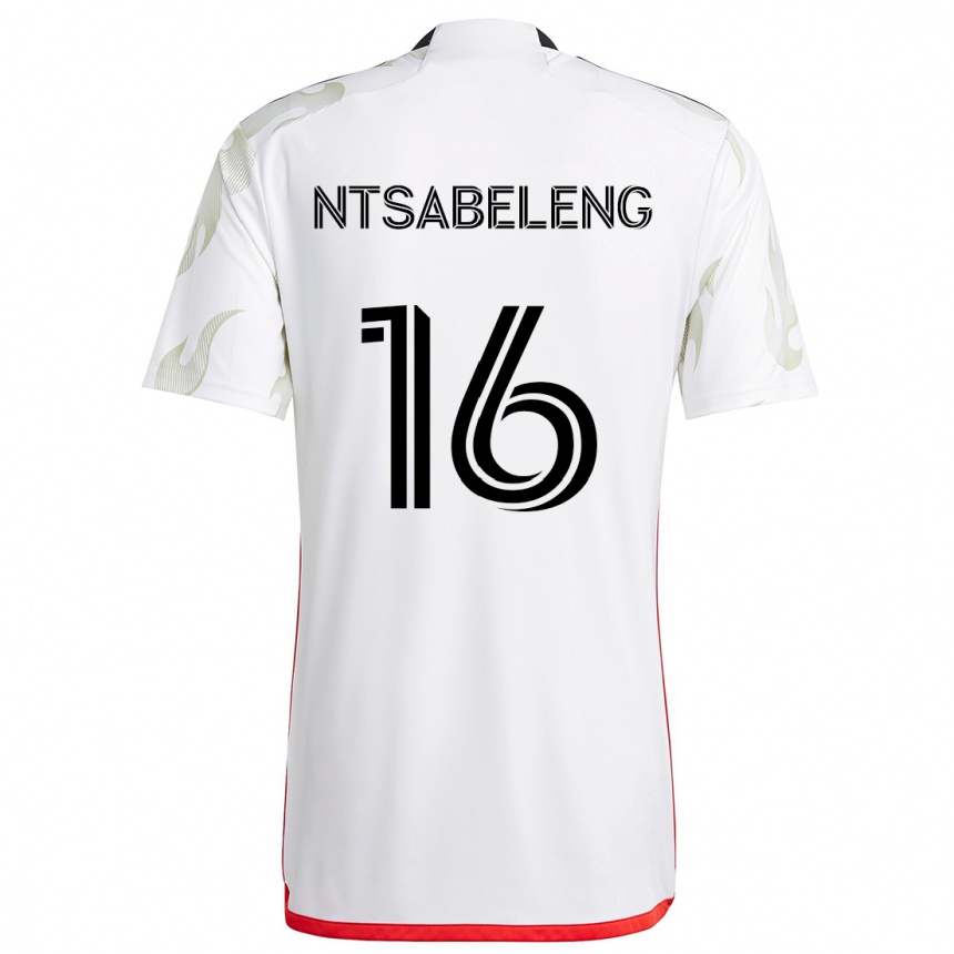 Kids Football Tsiki Ntsabeleng #16 White Red Black Away Jersey 2024/25 T-Shirt Australia