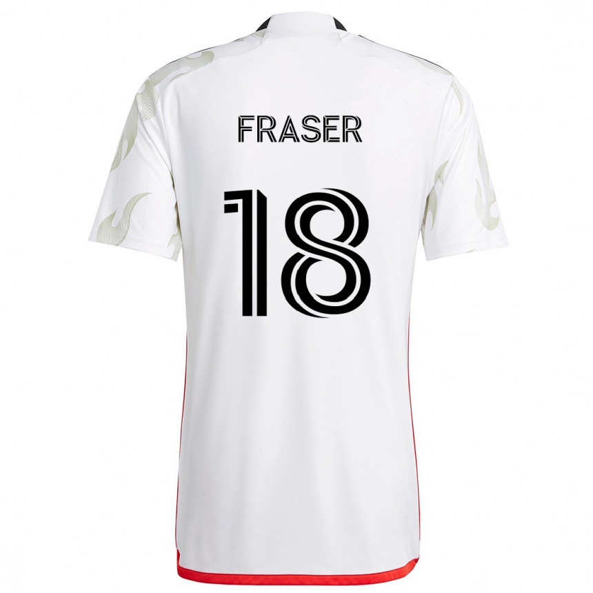 Kids Football Liam Fraser #18 White Red Black Away Jersey 2024/25 T-Shirt Australia