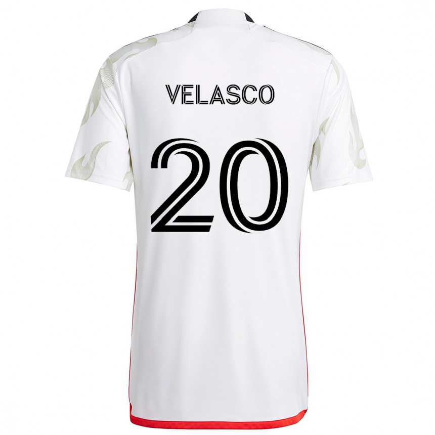 Kids Football Alan Velasco #20 White Red Black Away Jersey 2024/25 T-Shirt Australia