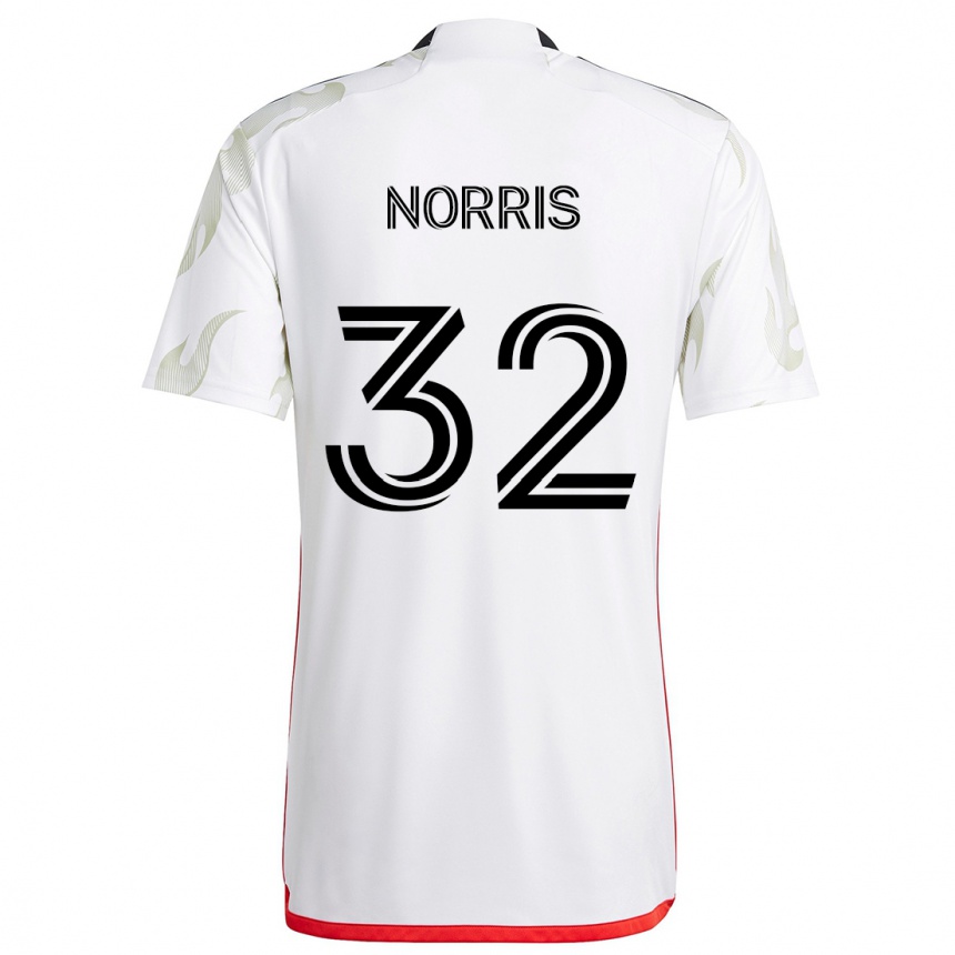 Kids Football Nolan Norris #32 White Red Black Away Jersey 2024/25 T-Shirt Australia