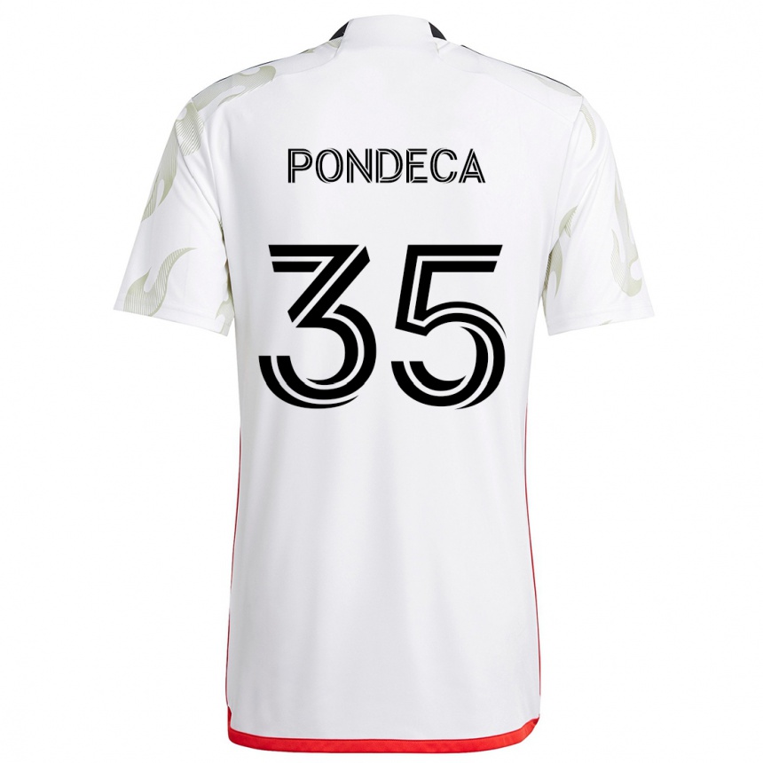 Kids Football Tomas Pondeca #35 White Red Black Away Jersey 2024/25 T-Shirt Australia