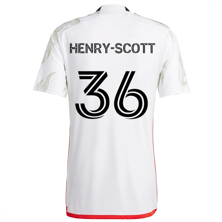 Kids Football Malik Henry-Scott #36 White Red Black Away Jersey 2024/25 T-Shirt Australia