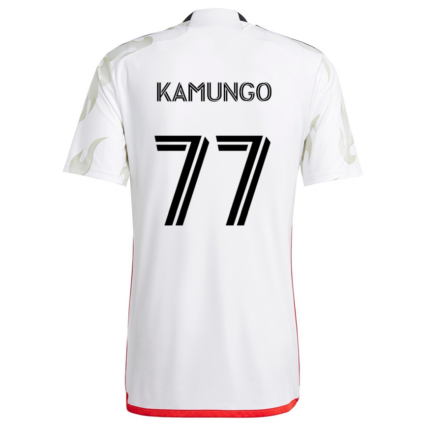 Kids Football Bernard Kamungo #77 White Red Black Away Jersey 2024/25 T-Shirt Australia