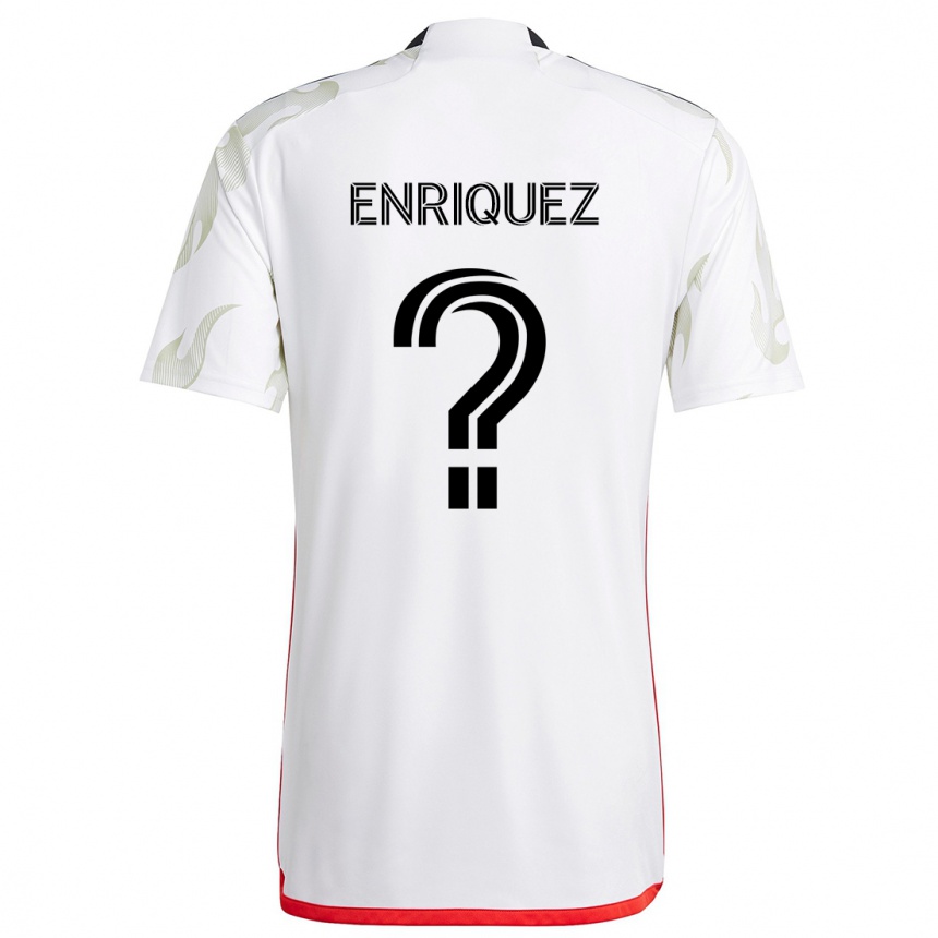 Kids Football Fabian Enriquez #0 White Red Black Away Jersey 2024/25 T-Shirt Australia