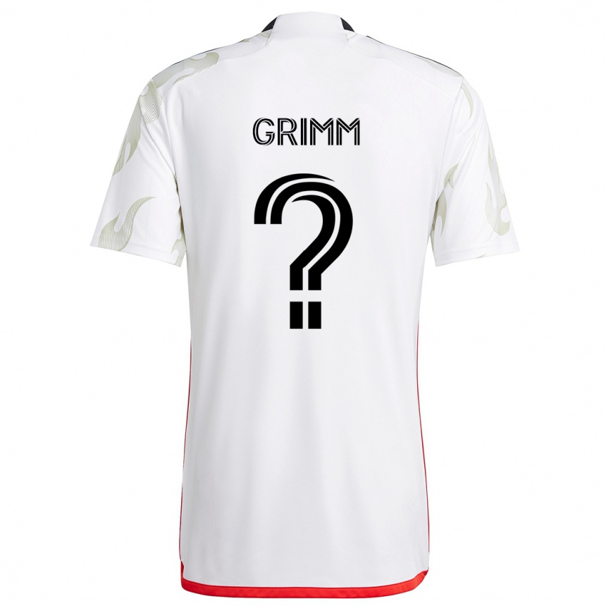 Kids Football Mason Grimm #0 White Red Black Away Jersey 2024/25 T-Shirt Australia