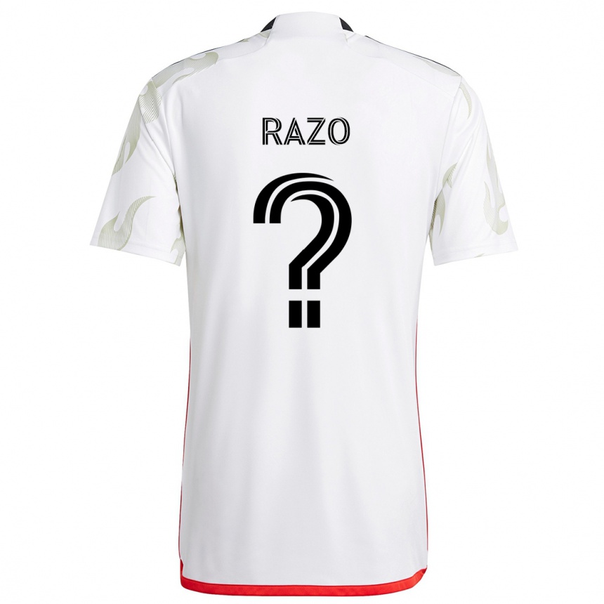 Kids Football Edgar Razo #0 White Red Black Away Jersey 2024/25 T-Shirt Australia